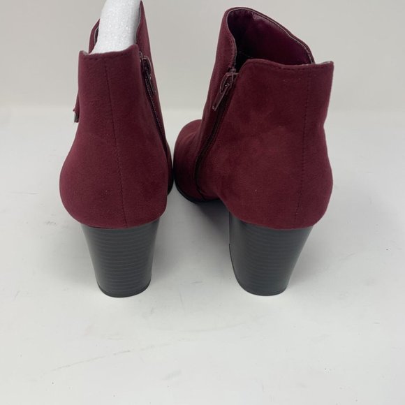 Style & Co‎ Masrinaaf Ankle Bootie Women's 10.5M Wine Side Zip Block Heel S0548 - Picture 5 of 10